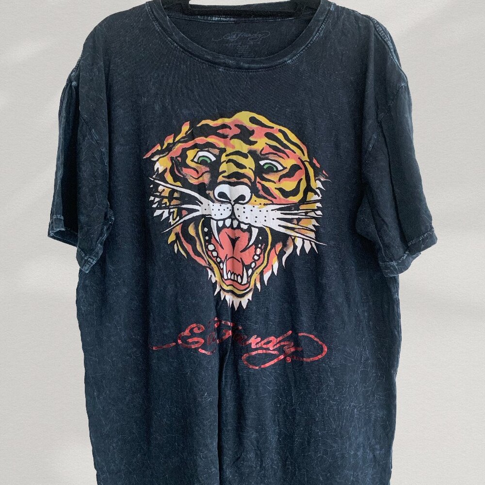 Ed Hardy Tiger T-Shirt | Vintage Grey | Retro Y2K | XXL